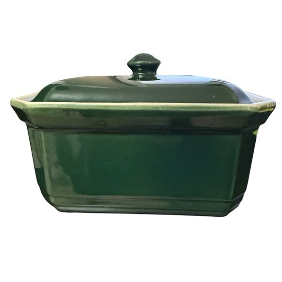 Emile Henry Forest Green Rectangle Loaf Casserole Covered Dish Lid France VTG - Picture 2 of 12